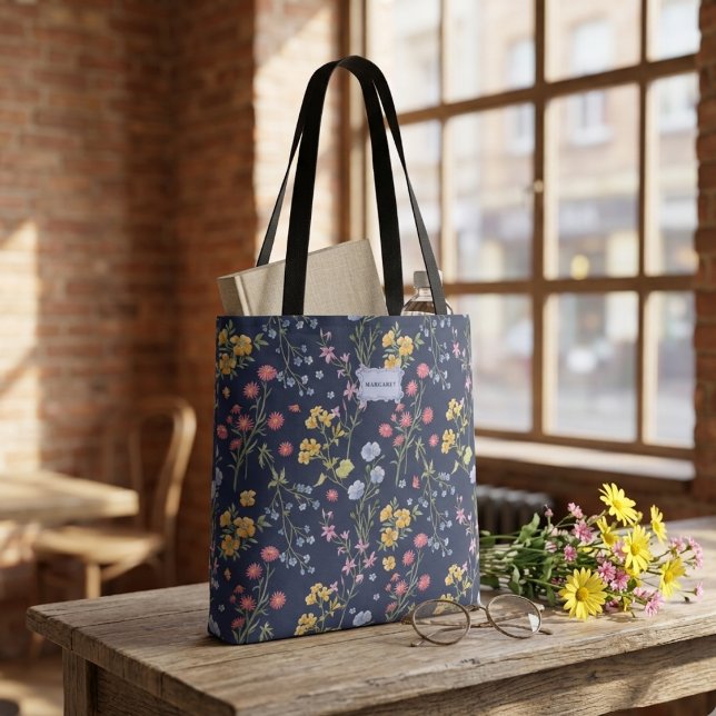Bolso De Tela Lazo floral azul chic tendencia única (Subido por el creador)