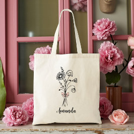 Bolso De Tela Lazo floral personalizado rosa para dama de honor