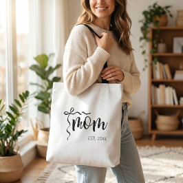 Bolso De Tela Lazo negro y blanco guion mamá estableció elegante