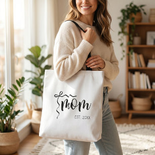 Bolso De Tela Lazo negro y blanco guion mamá estableció elegante