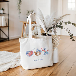 Bolso De Tela Lazos Acuarela Elegantes Monograma 4 De Julio