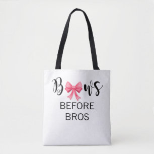 Bolso De Tela Lazos Antes de Hermanos Arco Rosa Letra Negra