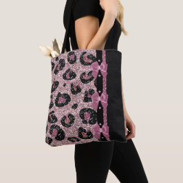 Bolso De Tela Lazos de cinta de estampado de leopardo rosa RAB R