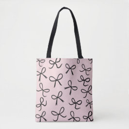 Bolso De Tela Lazos Pequeños Negros Lindos de Moda Rosa