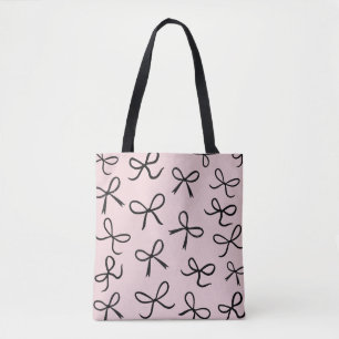 Bolso De Tela Lazos Pequeños Negros Lindos de Moda Rosa