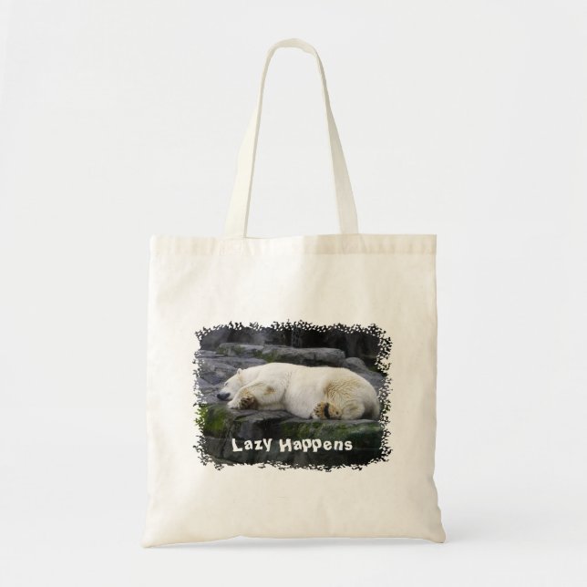Bolso De Tela Lazy Happens Polar Bear (Frente)