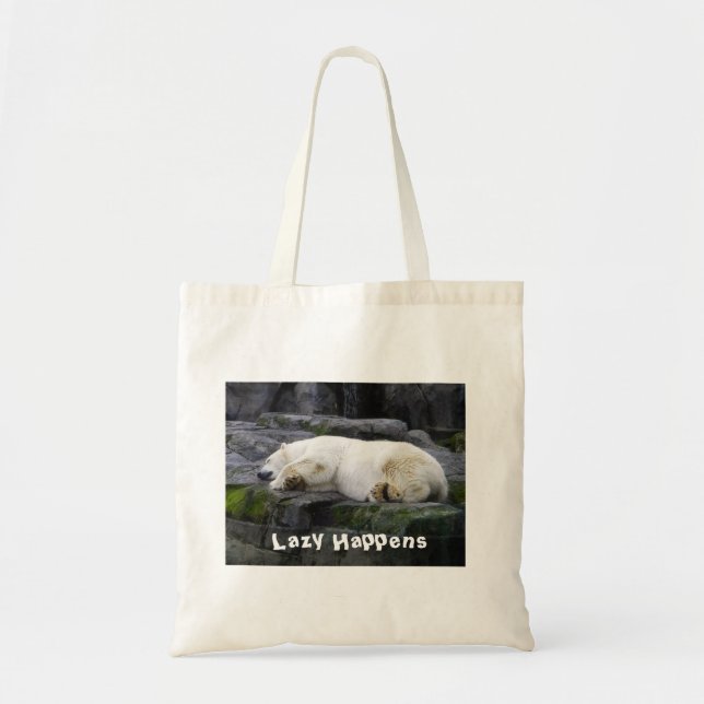 Bolso De Tela Lazy Happens Polar Bear (Frente)