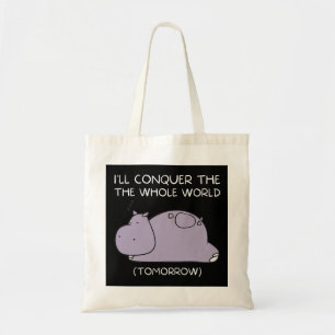 Bolso De Tela Lazy Hippo mañana conquistaré el mundo