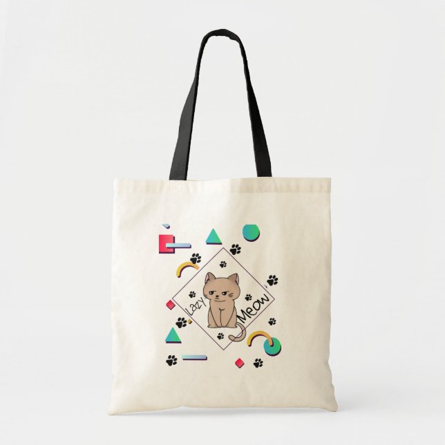 Bolso De Tela Lazy Meow – mejor diseño de gato perezoso (Frente)