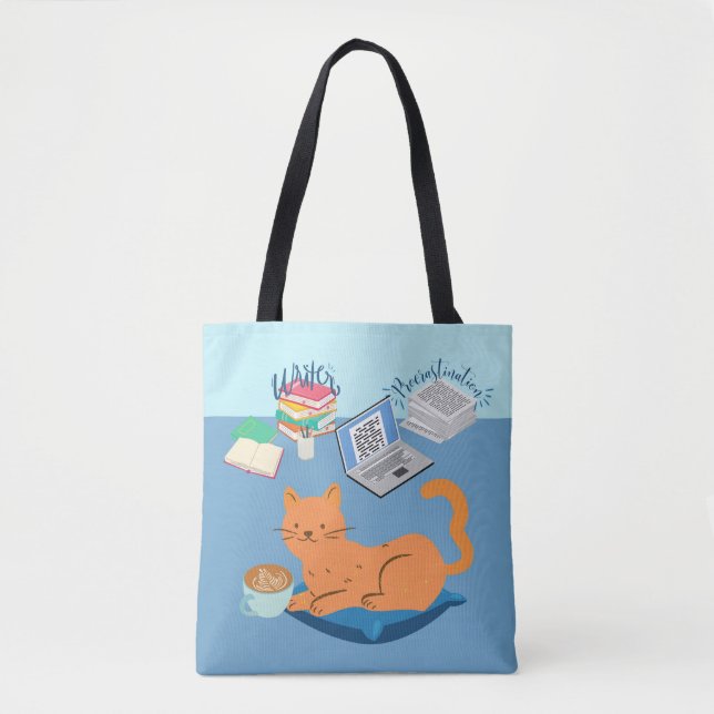 Bolso De Tela Lazy Naranja Cat (Anverso)