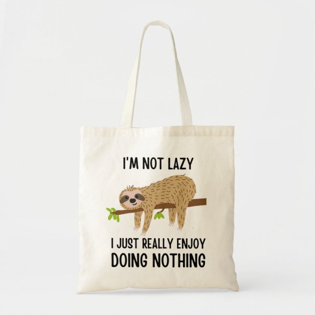 Bolso De Tela Lazy Sloth no hace nada (Frente)