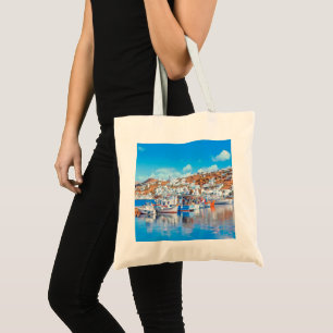 Bolso De Tela ldp MYKONOS - barcos de pesca - puerto - panorama