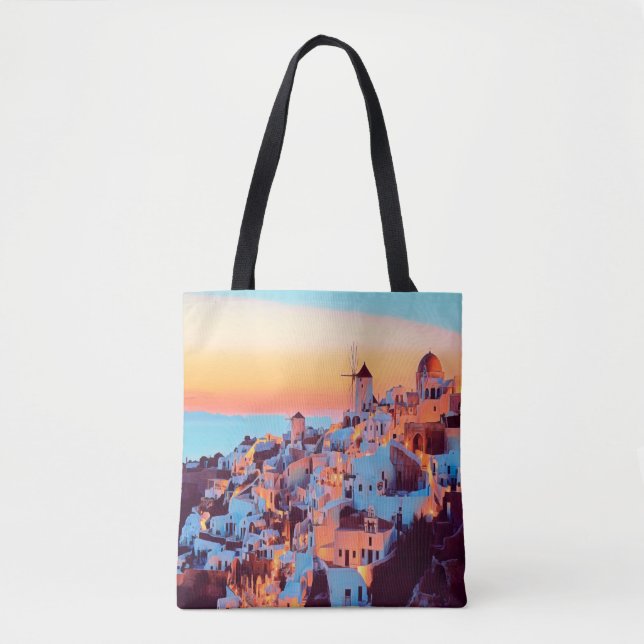 Bolso De Tela ldp SANTORINI - panorama - de noche - (Anverso)
