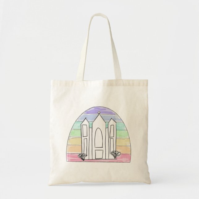 Bolso De Tela LDS Salt Lake City Temple rainbow sunset mormon (Frente)