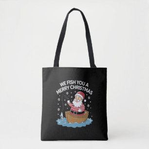 Bolso De Tela Le Deseamos una Feliz Navidad Pescador Pescando