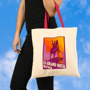 Bolso De Tela Le Grand Hotel Roma Estatua, Italia, Viajes Antigu