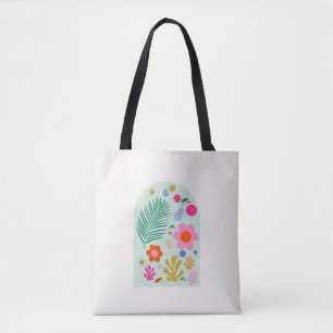 Bolso De Tela Le Jardin 03 Abstract Flores de color rosa verde f