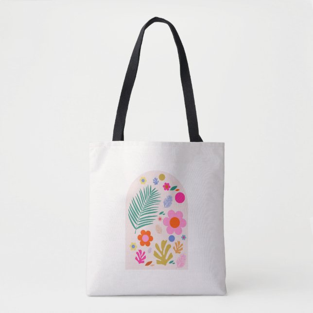 Bolso De Tela Le Jardin 04 Flores Retro Floral moderna (Anverso)