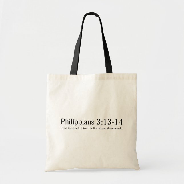 Bolso De Tela Lea el 3:13 de los filipenses de la biblia - 14 (Frente)