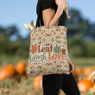 Bolso De Tela Leaf Laugh Love Watercolor Caer deja Tote