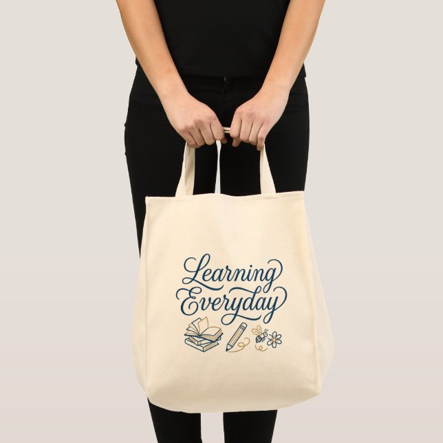 Bolso De Tela Learning Everyday inspiration gift for teachers  (Anverso (producto))
