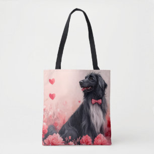 Bolso De Tela Lebrel afgano con rosas - Día de San Valentín 