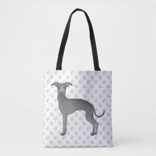 Bolso De Tela Lebrel italiano azul lindo perro de dibujos animad