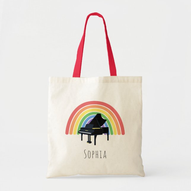 Bolso De Tela Lección de música Rainbow Piano Children (Frente)