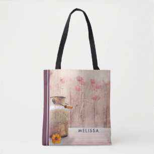 Bolso De Tela Leche rústica puede estilo campestre en madera