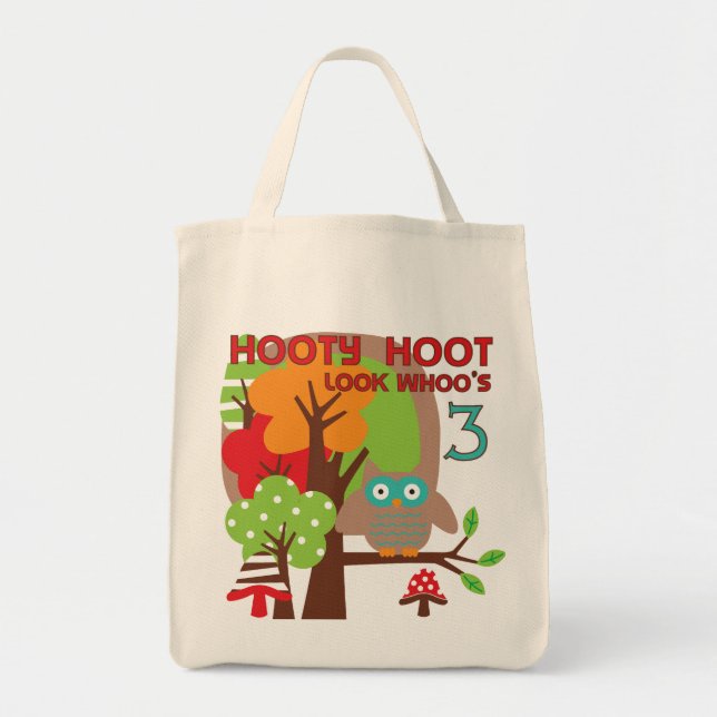 Bolso De Tela Lechuza 3 camisetas de cumpleaños y regalos (Frente)