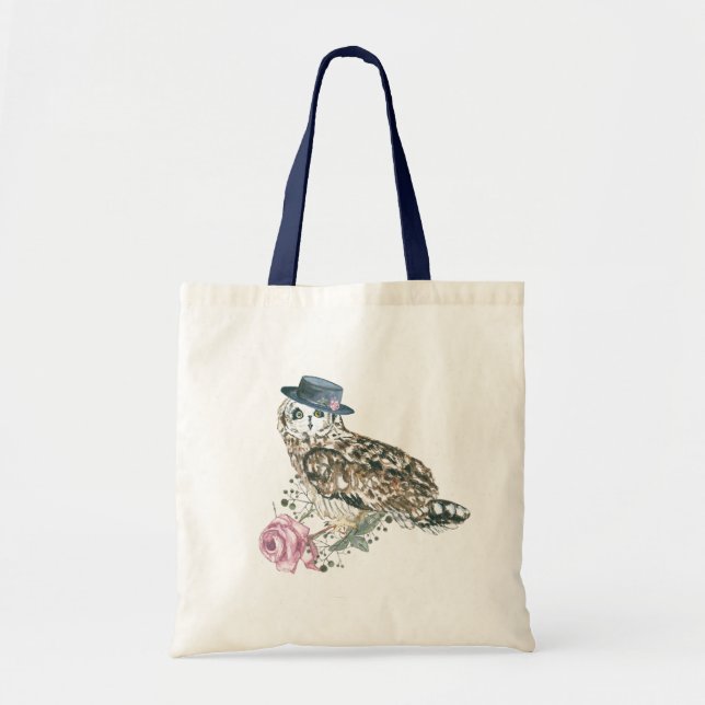 Bolso De Tela Lechuza acuarela (Frente)