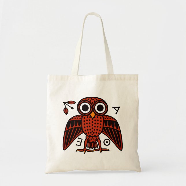 Bolso De Tela Lechuza ateniense de la antigua Grecia (Frente)