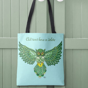 Bolso De Tela Lechuza Celta Verde