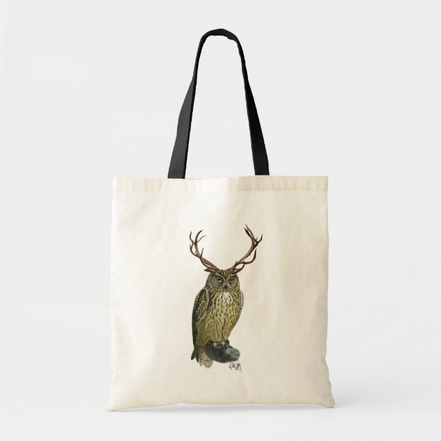 Bolso De Tela Lechuza con Antlers llano 2 (Frente)