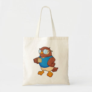 Bolso De Tela Lechuza con tazón de café