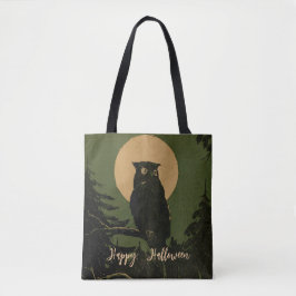 Bolso De Tela Lechuza de época en la luna Halloween personalizad