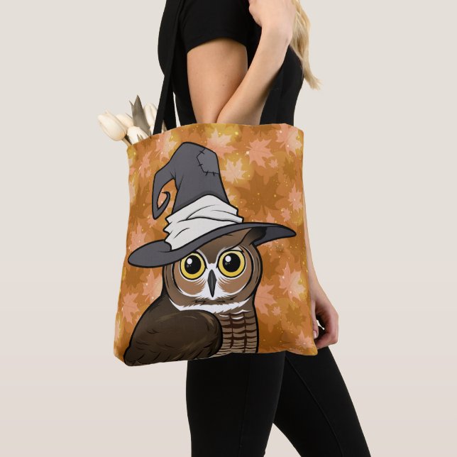 Bolso De Tela ¡Lechuza de Gran Cuerno Bruja! (Detalle)