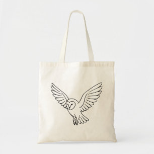 Bolso De Tela Lechuza de Granero en Arte de Línea de Vuelo