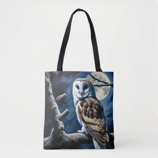 Bolso De Tela Lechuza de grano y luna llena (Anverso)