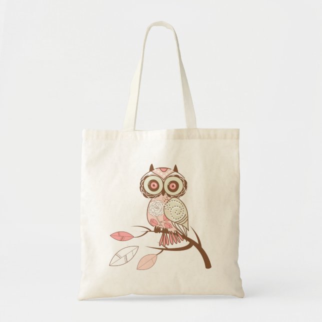 Bolso De Tela Lechuza de tonos pastel (Frente)