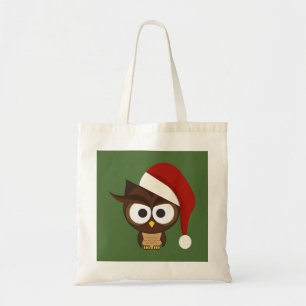 Bolso De Tela Lechuza enojada usando Santa Hat