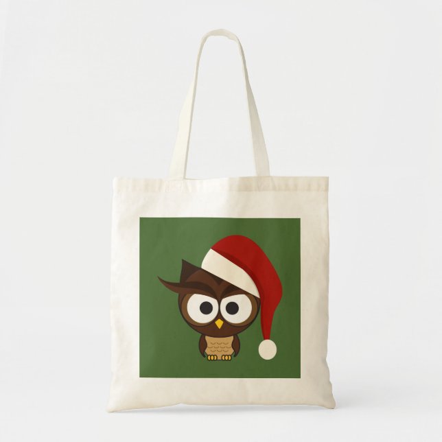 Bolso De Tela Lechuza enojada usando Santa Hat (Frente)