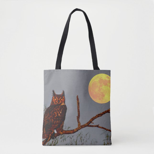 Bolso De Tela Lechuza Horneada | Luna llena (Anverso)
