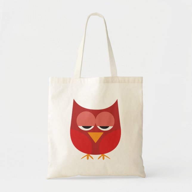 Bolso De Tela Lechuza Personalizado Cuta Roja Y Amarilla (Frente)