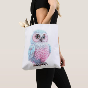 Bolso De Tela Lechuza Personalizado rosa y azul dulce pastel