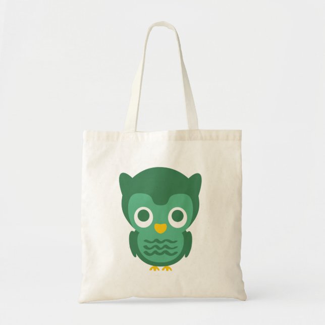 Bolso De Tela Lechuza Personalizado Verde Y Amarilla 2 (Frente)