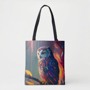 Bolso De Tela Lechuza Pintando Retrato Animal de Ave Vida Silves