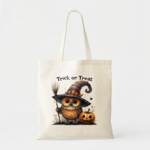 Bolso De Tela Lechuza pura en un truco o trato Gorra de bruja en