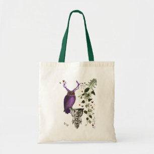 Bolso De Tela Lechuza púrpura con anillos 2