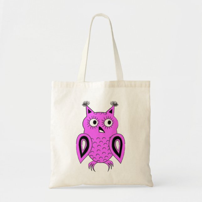 Bolso De Tela Lechuza rosa (Frente)